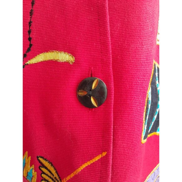 Vintage Patchington Aztec Tribal Embroidered Wearable Art Jacket Red Size M - Picture 5 of 16
